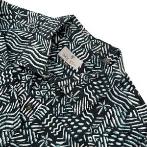 Oak Hill Mens 2XL Navy Blue White Tropical Print Short Sleeve‎ Button Up Shirt